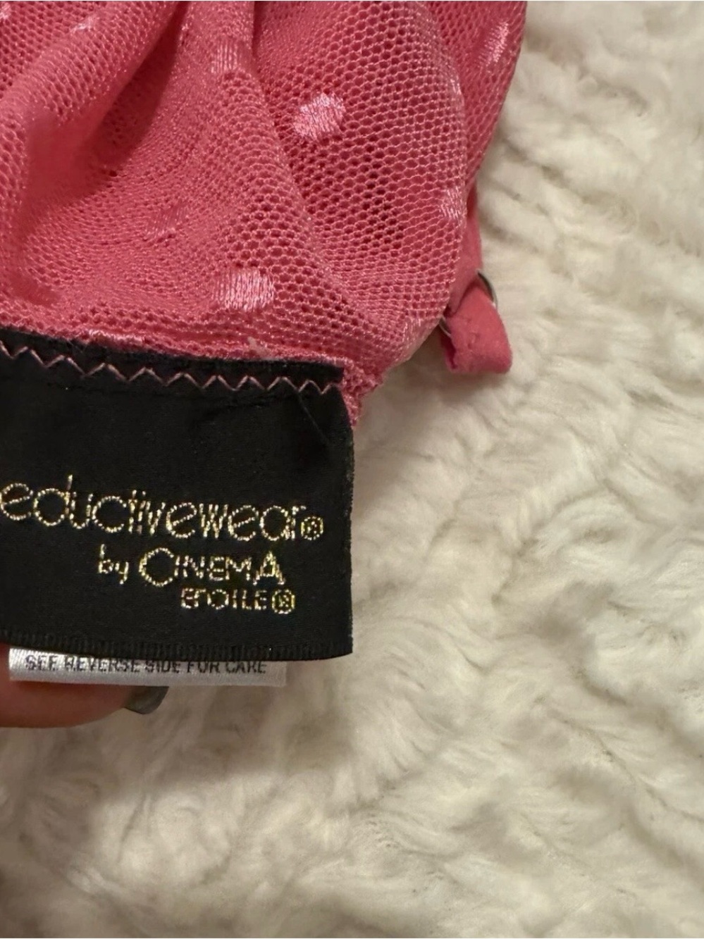 Cinema Etoile Pink Mesh Negligee Nightgown w Matching Panties L Nylon Lace Trim - Picture 6 of 9